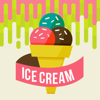 Retro ice cream poster. Vector illustration of vintage ice cream sign.